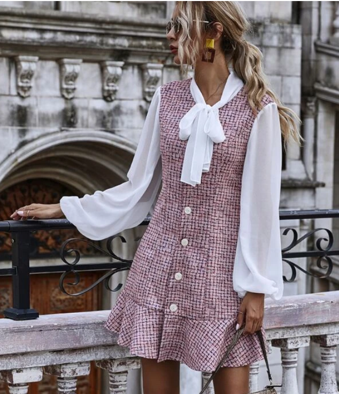pink tweed dress from shein