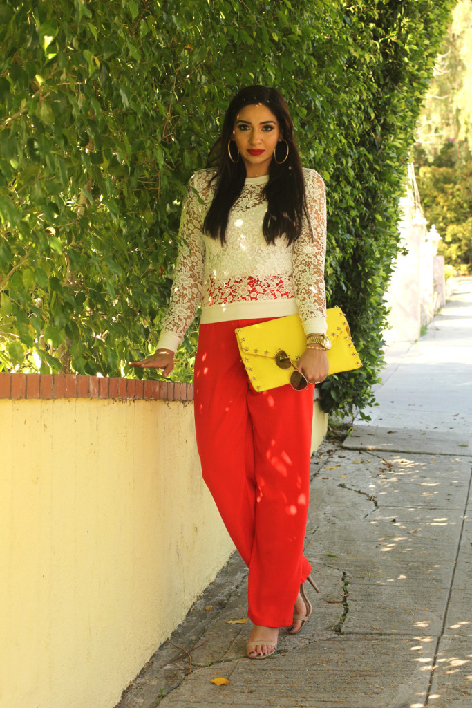 red flare pants 