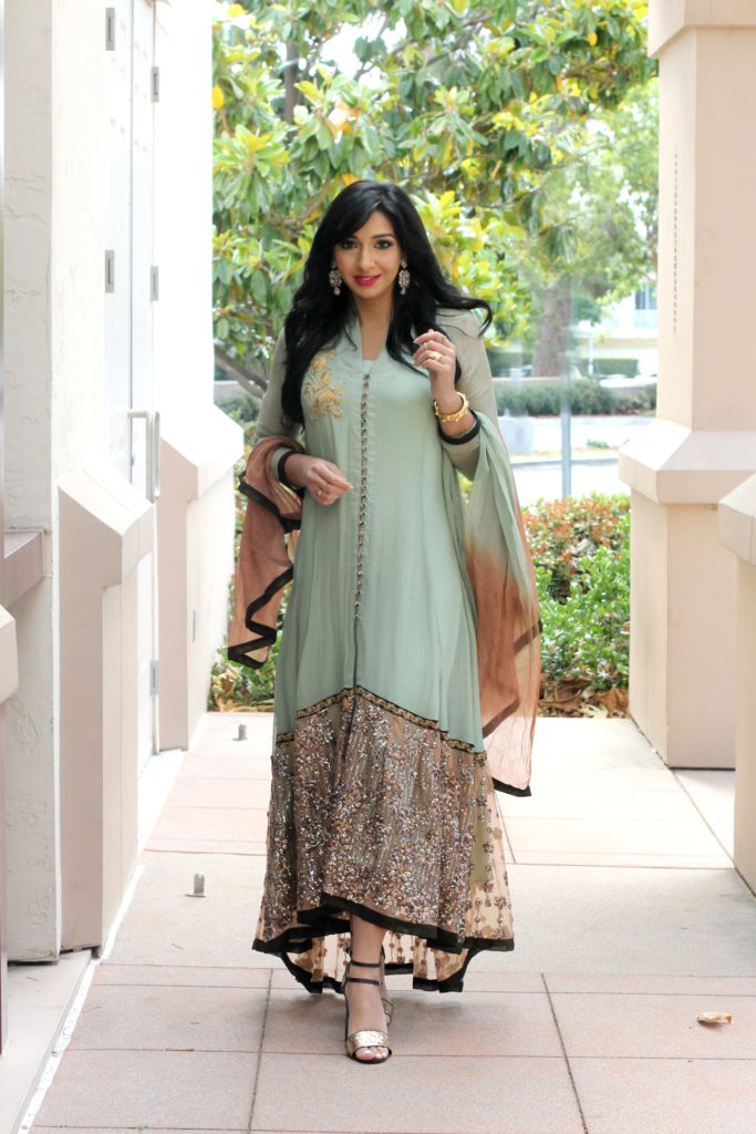 m full legth mint chiffon suit