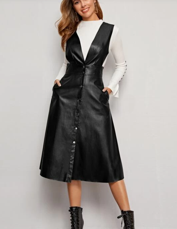 black leather dress from shein